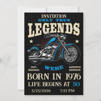 Convites Birthday Biker Motorcycle Chopper Personalizable