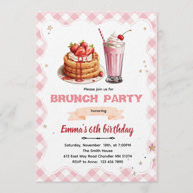 Convites Birthday Brunch party Invitation (Frente)