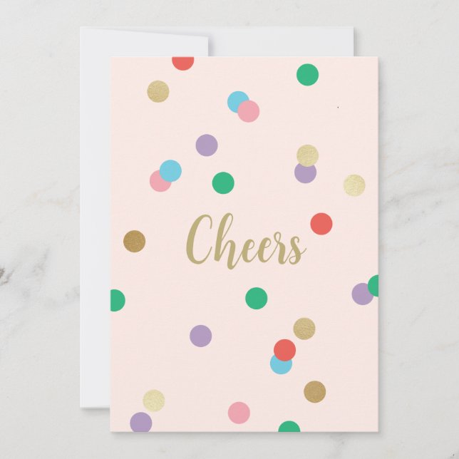 Convites Birthday Confetti Peachy Pink Greeting Card (Frente)