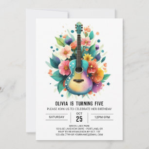 Convites Birthday da Guitarra de Watercolor Ballad