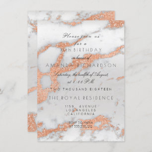 Convites Birthday de Cobre Dourado da Cinza de Mármore do M