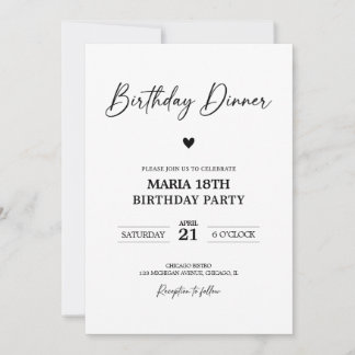Convites Birthday Dinner Invitation for Adults Editable