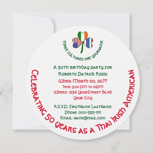 Convites Birthday do Shamrock Irlandês Tailandês (Frente)