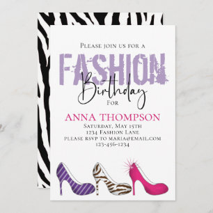 Convites Birthday Girl Modern Fashion Calçados Minimalista