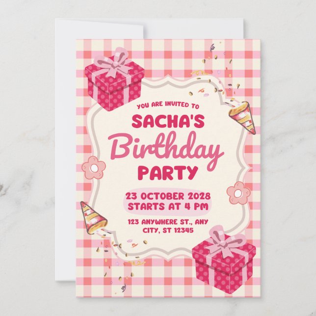 Convites Birthday Invitation Clean Modern Minimal Style (Frente)