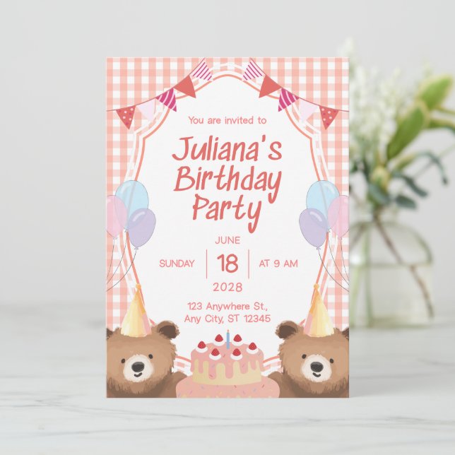 Convites Birthday Invitation Gold Luxury Elegant Design (Em pé/Frente)