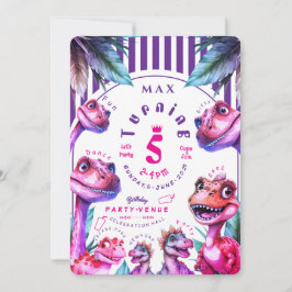 Convites Birthday Invitation Kids Watercolour Dinosaur