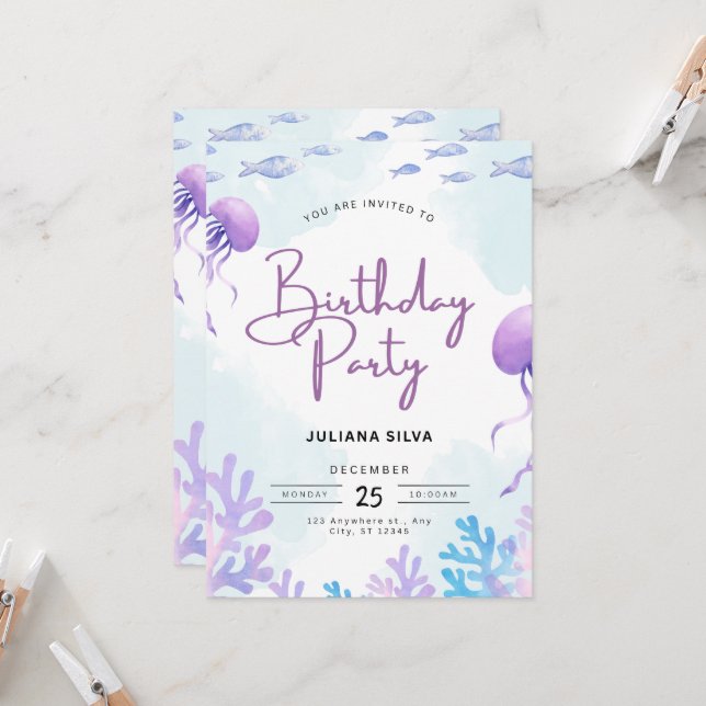 Convites Birthday Invitation Neutral Beige Elegant Style (Frente/Verso In Situ)