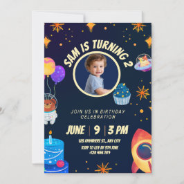 Convites Birthday Invitation Space Rocket for kids