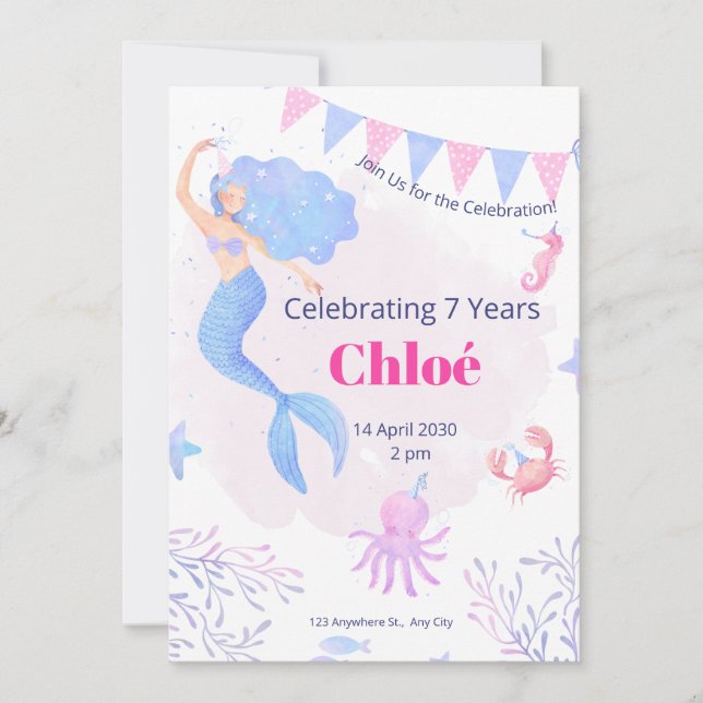 Convites Birthday Invitation Under the Sea Birthday (Frente)