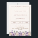 Convites Birthday ivory lavender florals<br><div class="desc">Elegant Floral Birthday Invitation – Lavender & Champagne Celebrate in style with this elegant floral birthday invitation featuring soft lavender flowers paired with ivory and champagne tones. The timeless design creates a sophisticated and versatile look, perfect for birthdays of any age. Easily personalize with your name, date, time, and event...</div>
