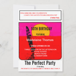Convites Birthday Male Female 50TH Summer Beach Retro