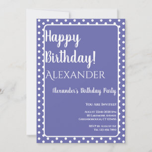 Convites Birthday Modern Purple Periwinkle Bolinhas