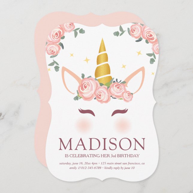 Convites Birthday Modern Watercolor (Frente/Verso)