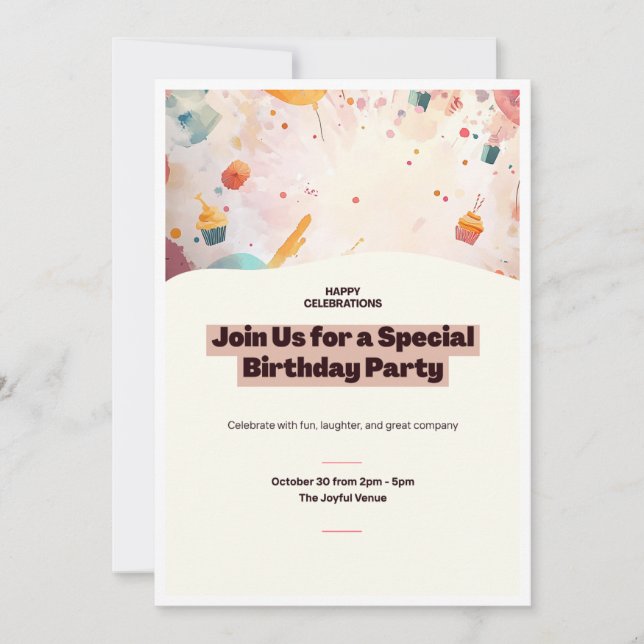 Convites Birthday Party  (Frente)