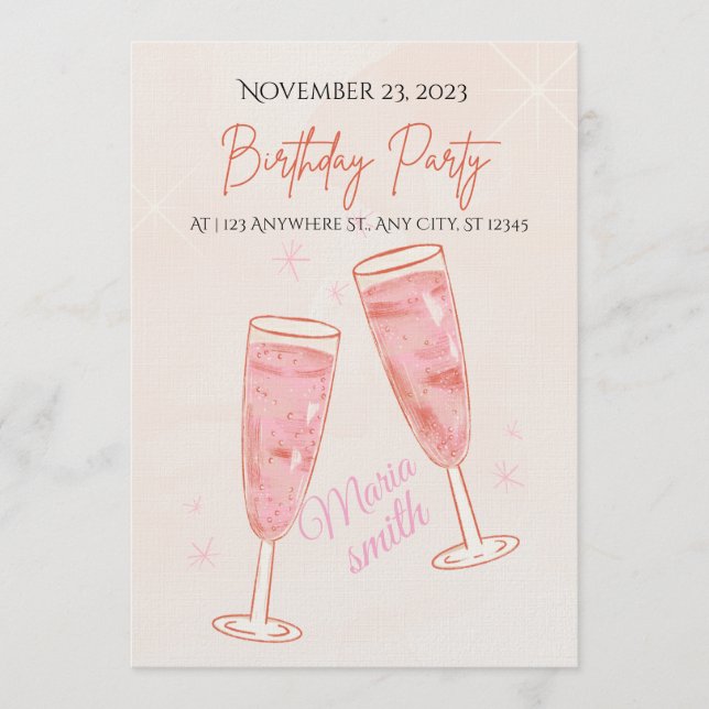 Convites Birthday Party Invitation – Editable Colorful Temp (Frente)