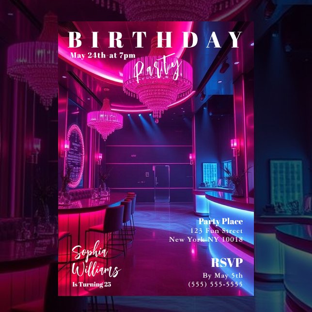 Convites Birthday Party Magazine Cover (Magazine Cover Birthday Invitation-Nightclub)