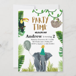 Convites Birthday party wildlife jungle animals 