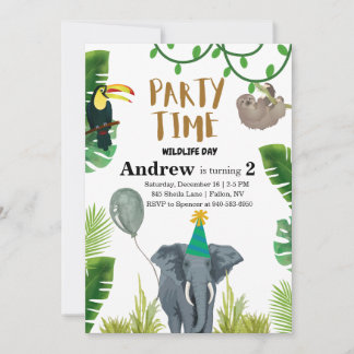 Convites Birthday party wildlife jungle animals