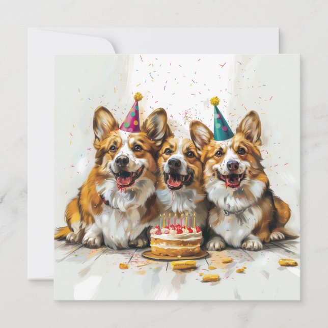 Convites Birthday Pembroke Welsh Corgi Cães (Frente)