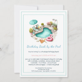 Convites Birthday Pool Party Invitation with Cocktails
