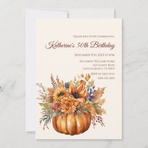 Convites Birthday-Pumpkin com Flores-