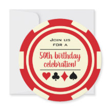 Birthday Red White Poker Chip Casino Las Vegas