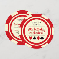 Birthday Red White Poker Chip Casino Las Vegas