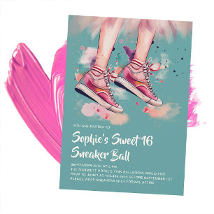 Convites Birthday Sneaker Ball Grunge Painterly Sweet 16