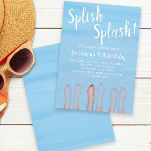 Convites Birthday Summer Beach Trendy Nadando
