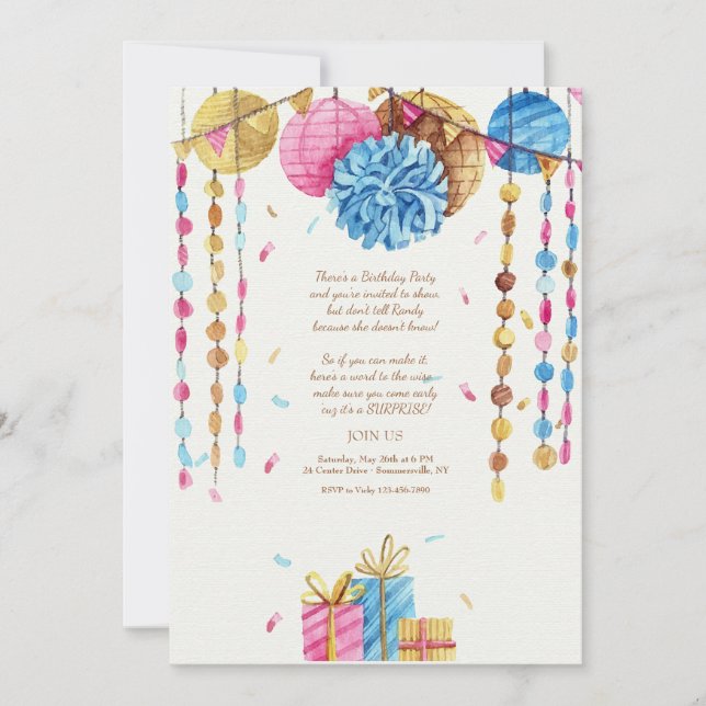 Convites Birthday Watercolor (Frente)