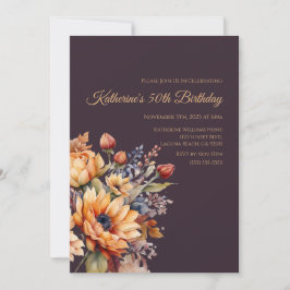 Convites Birthday-Watercolor Flowers-Purple-