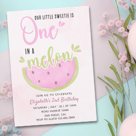 Convites Birthday watermelon Girl one in a melon