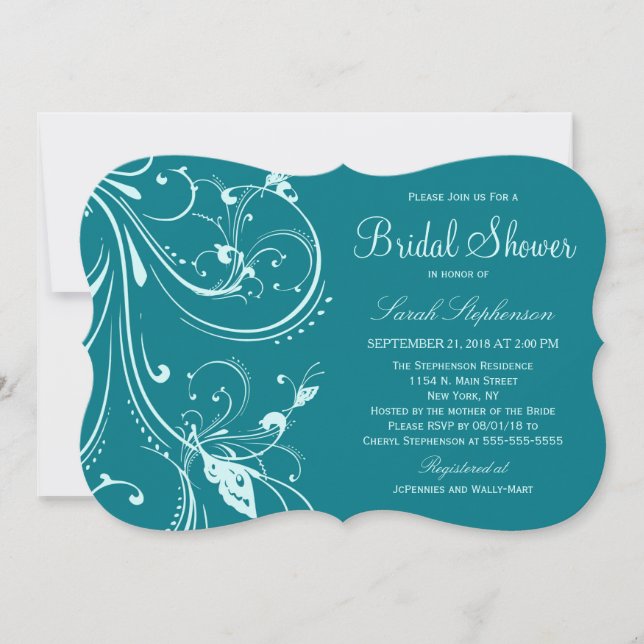 Convites Biscay Bay & Mint Swirls & Butterflies (Frente)