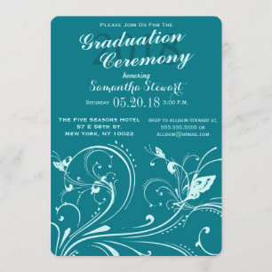 Convites Biscay Bay & Mint Swirls & Butterflies