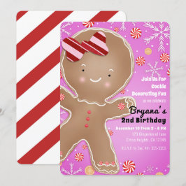 Convites Biscoito de Gengibre de Hortelã Rosa de Natal Aniv