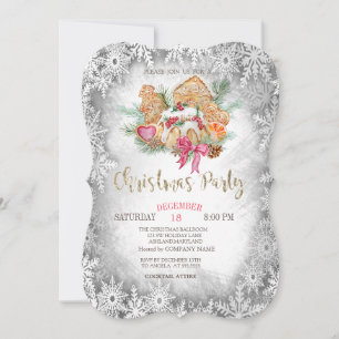 Convites Biscoito de Gingerpão, flocos de neve de Cinza no 