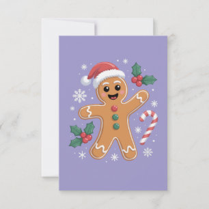 Convites Biscoito de Natal Homem de Gengibre Festivo Fofo