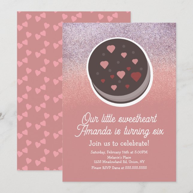 Convites Biscoito Falso Brilho Dia dos Namorados Aniversári (Frente/Verso)