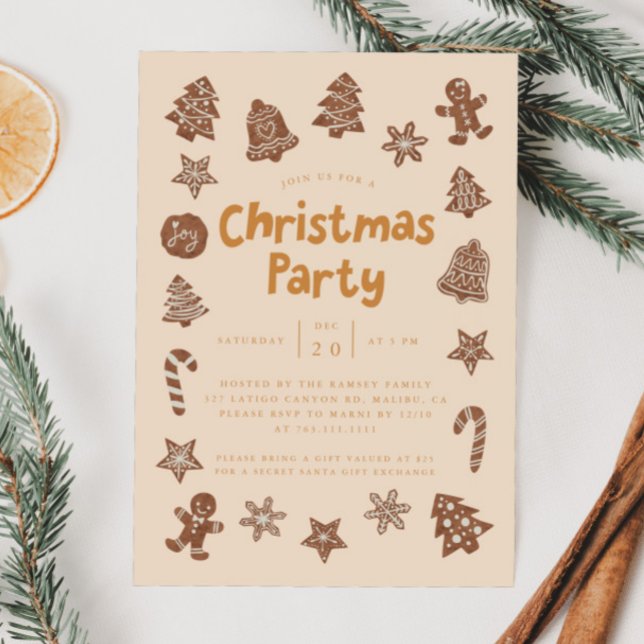 Convites Biscoitos Amarelos de Festa de Natal (Criador carregado)