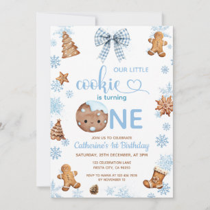 Convites Biscoitos Blue Snowflakes está fazendo um ano