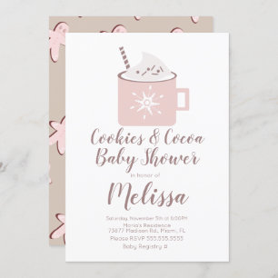 Convites Biscoitos de chocolate quente Chá de fraldas de mu