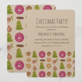 Convites Biscoitos de Festa de Natal Mão Aguarelados