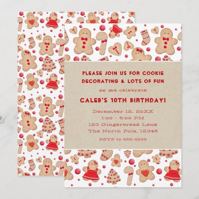 Convites Biscoitos de Gengibre Assados Rústicos Caprichosos (Frente/Verso)