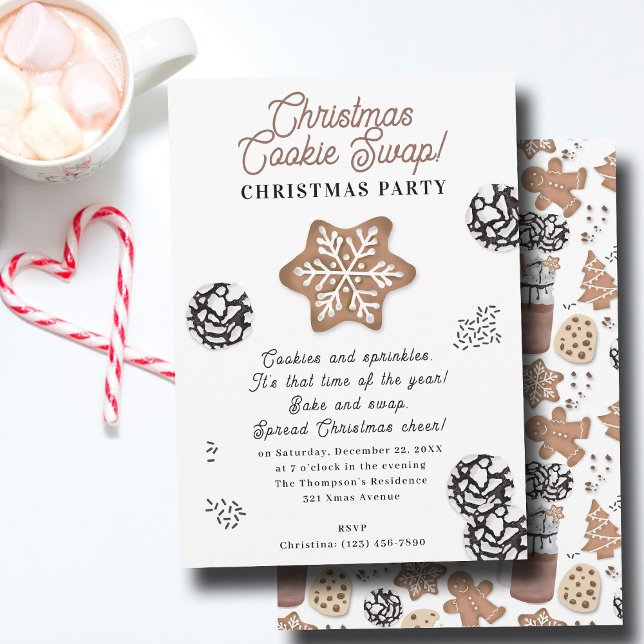 Convites Biscoitos de Natal Adoráveis Troca de Biscoitos de (Cute Christmas Cookies Holiday Baking Cookie Swap Invitation)
