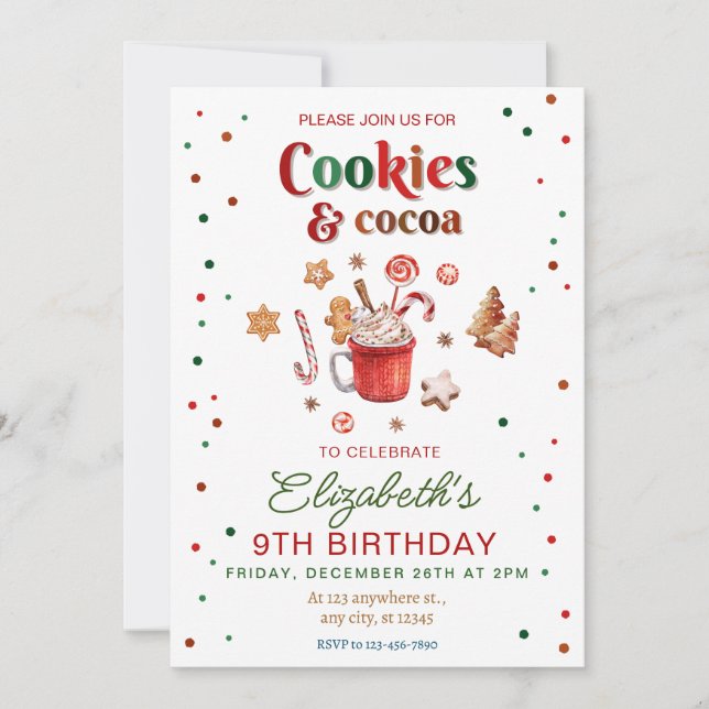 Convites Biscoitos de Natal e cacau Festivo (Frente)