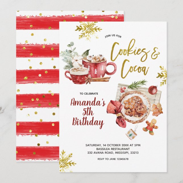 Convites Biscoitos e cacau Natal Inverno de inverno Invita (Frente/Verso)
