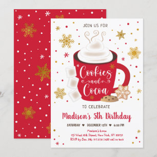 Convites Biscoitos e Chocolate Vermelho Dourado Aniversário