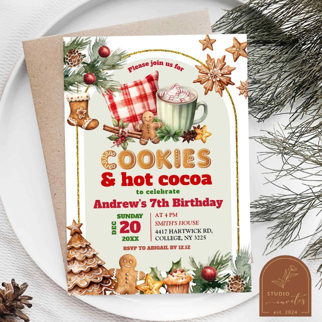 Convites Biscoitos Quentes e Chocolate Quente Natal Anivers (Criador carregado)