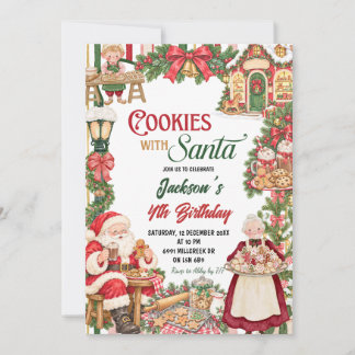 Convites Biscoitos Tema Natal com Bolo de Aniversário do Pa